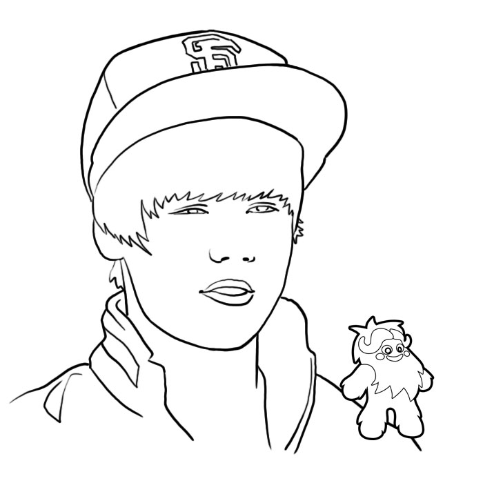 coloriage justin bieber avec une casquette